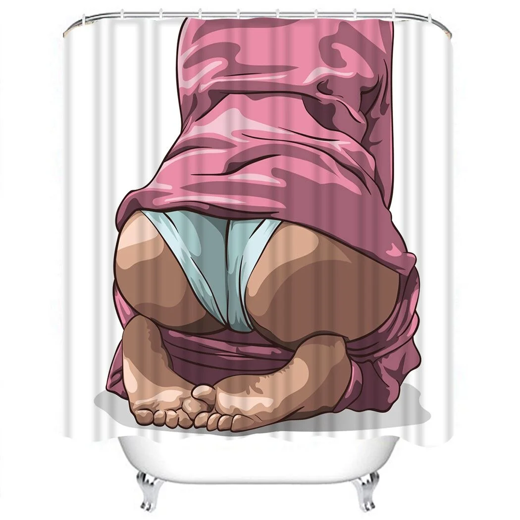 Sexy Girl Shower Curtain Purple Skateboard Shower Curtain Waterproof Fabric For Bathroom Decor Shower Curtains Set With Hooks