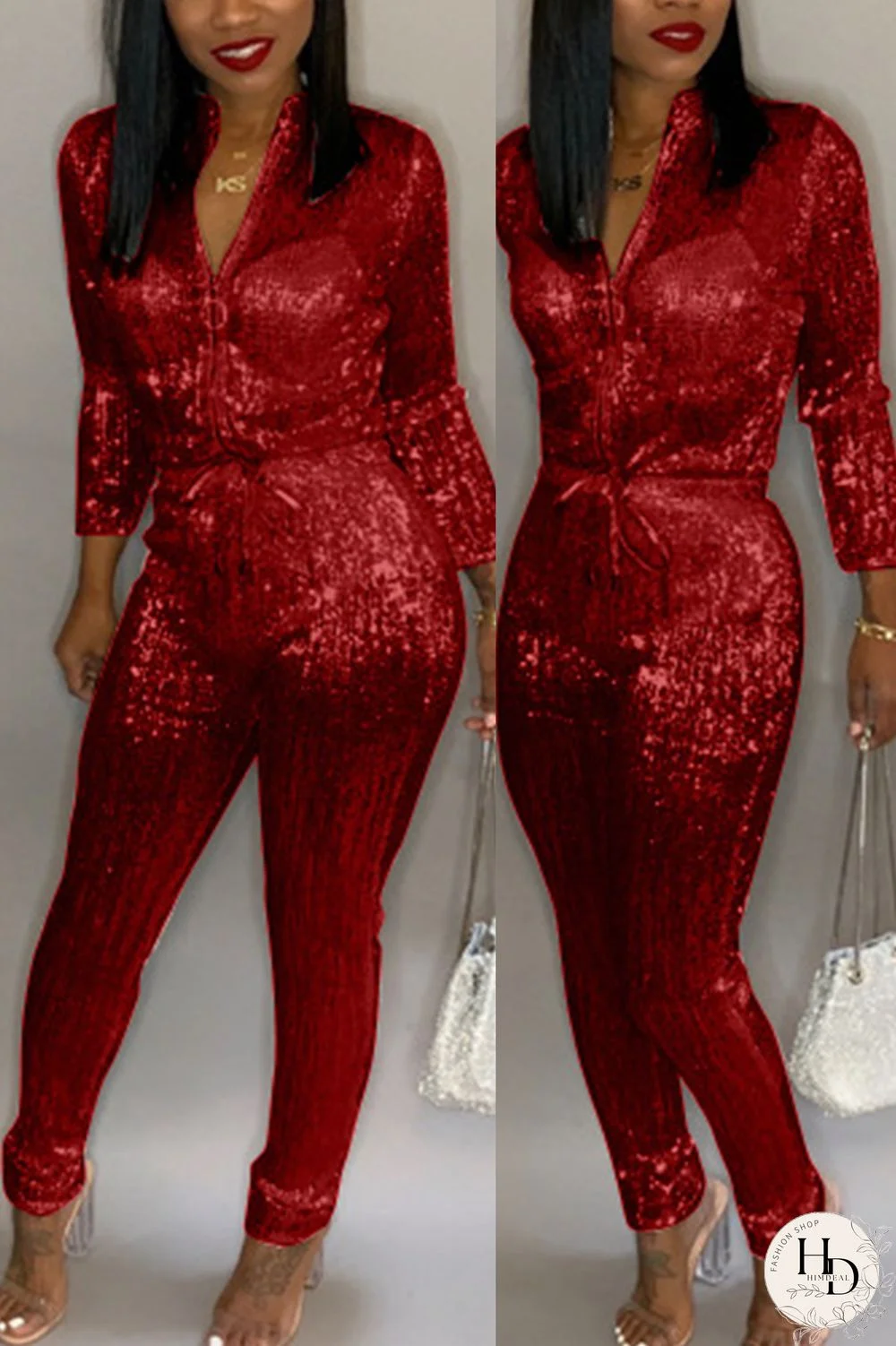 Black Trendy Zipper Design Blending One-piece Jumpsuit