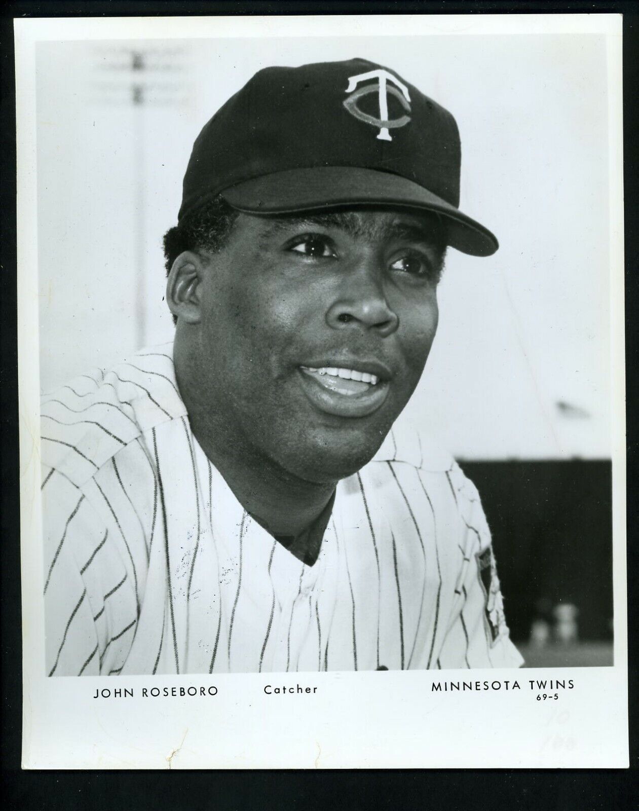 John Roseboro Minnesota Twins 1969 Type 1 Press Photo Poster painting head & shoulders pose