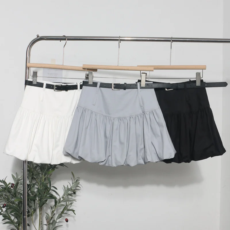 Nigikala Nigikala Shooting Flower Babe Half-Dress Woman 2025 Summer Korean Version Of High-Waisted Pony Skirt Casual A Short Skirt With Belt 8328