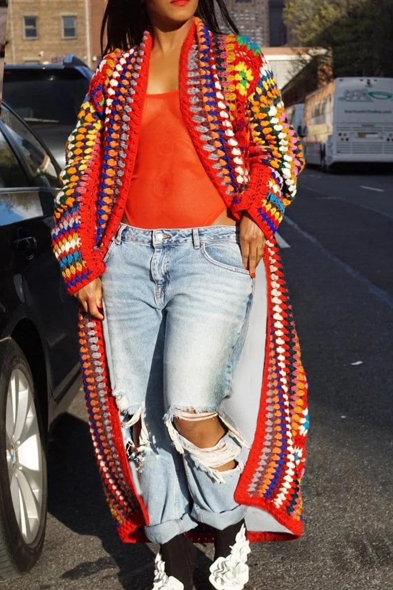 Fashion Casual Printed Trench Coat