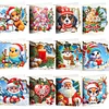 (US Only)12PCS DIY Xmas Pattern Rhinestone Diamond Art Mosaic Postcards for Celebrations