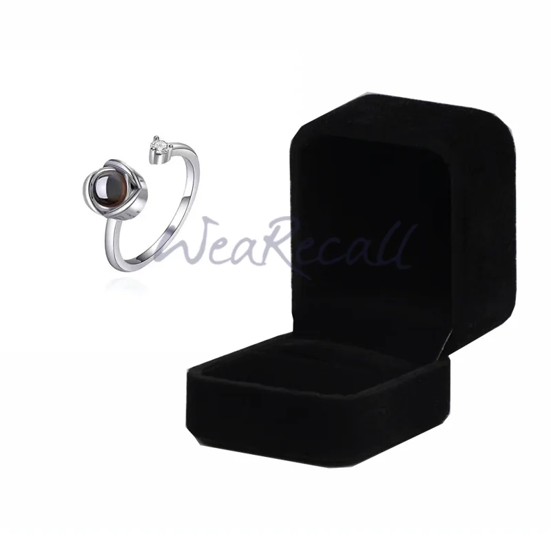 Projector Picture Customization Personalized Photo Rose Flower Ring 925 Silver wetirmss