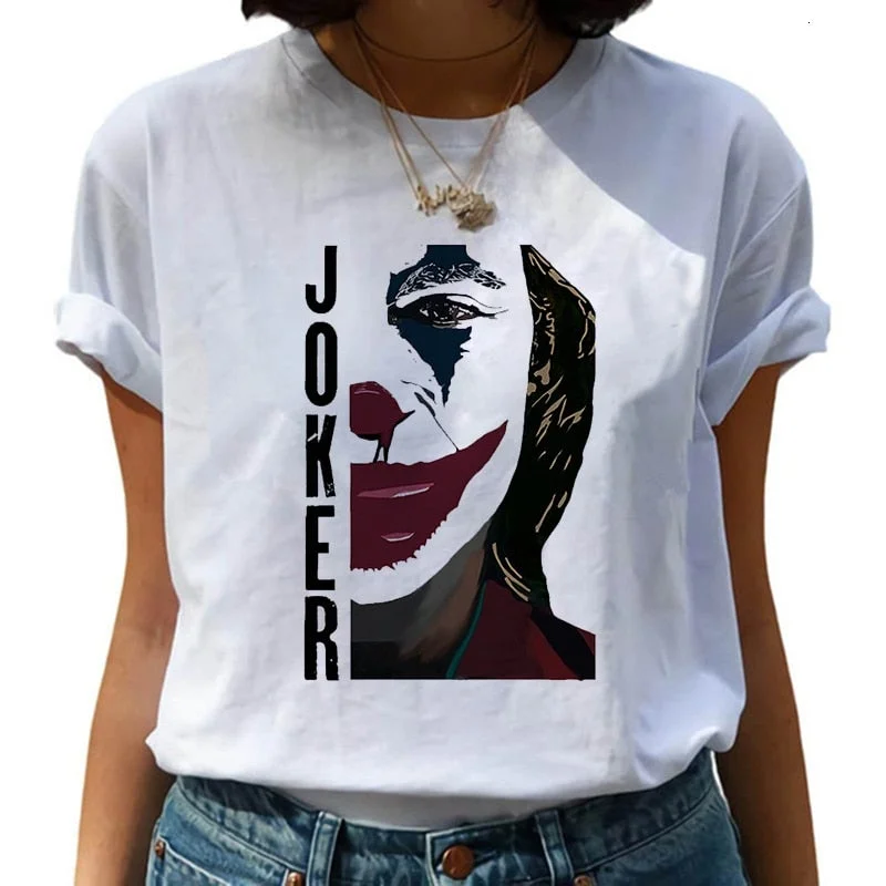 Female Funny Joker T Shirt Women Joaquin Phoenix Harajuku Chucky Horror Tshirt Ulzzang Cartoon T-shirt Graphic Fashion Top Tee