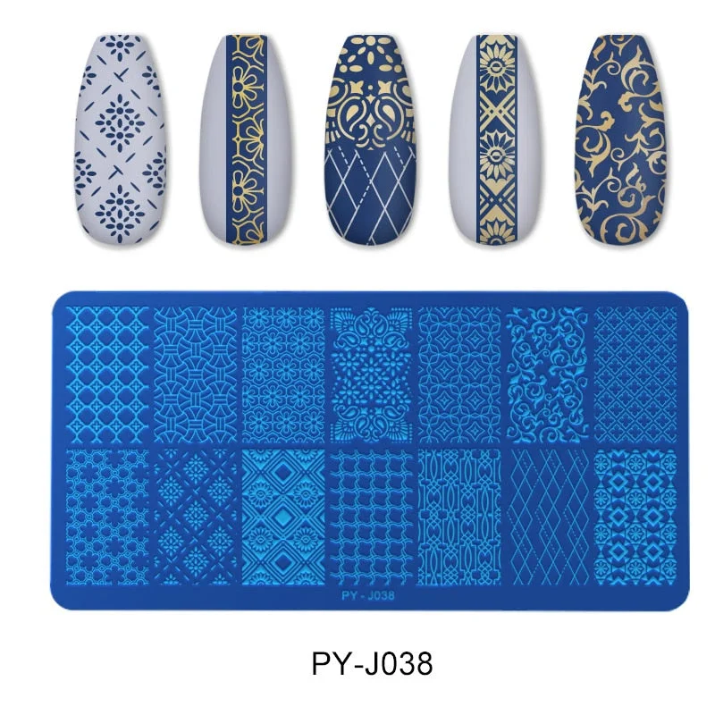 PICT YOU Nail Stamping Plates Texture Series Nail Art Image Plate Stainless Steel Nail Design Stamp Stencil Tools PY-J038-Nail Inspo