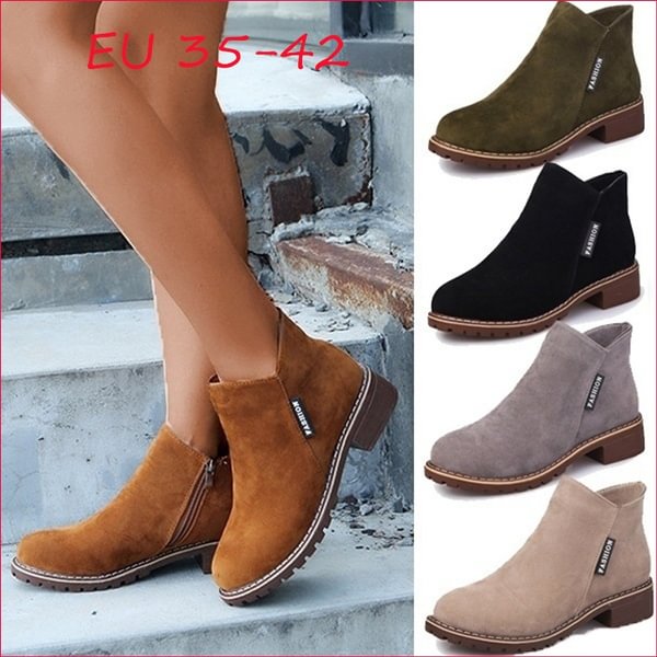 Women Thick Heels Leisure Style Winter Fashion Ankle Boots Simple Zipper Shoes - Shop Trendy Women's Clothing | LoverChic