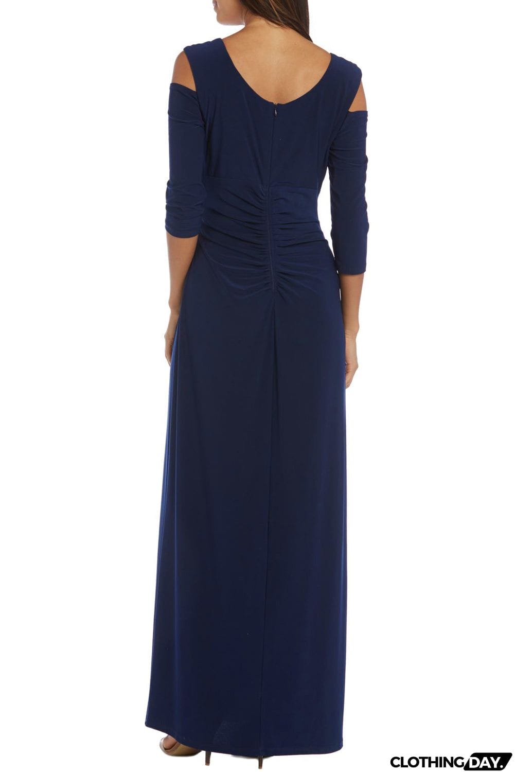 Cold Shoulder Rhinestone Gown