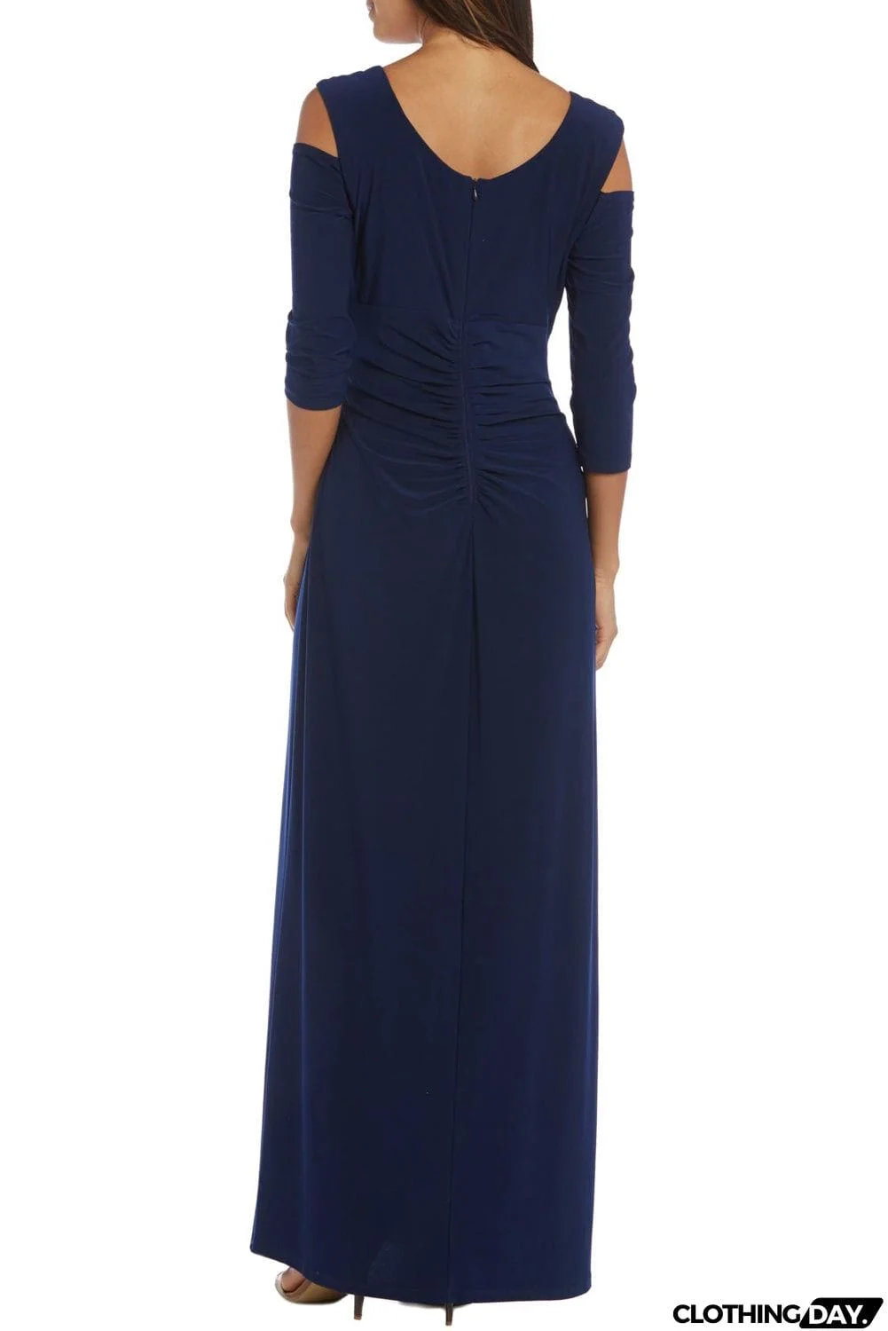 Cold Shoulder Rhinestone Gown