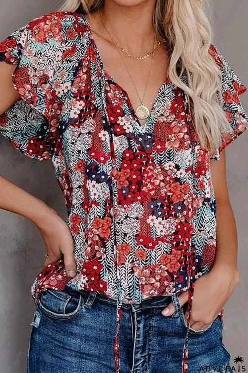 V Neck Loose Blouse