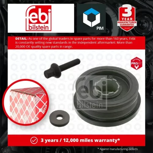 Crankshaft Pulley fits BMW 318 TD E46 2.0D 03 to 05 Belt 11237787304 Febi New Parts