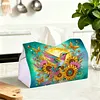 (24cm)Diamond Art Tissue Box Cover DIY PU Desktop Organizer(Sunflowers and birds)