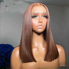 Bob Wigs 100% Human Hair Straight Wig 13x4 Full Lace Frontal Wig 16inches Brown Hair Pre Plucked 
