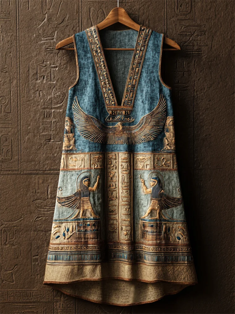 Ancient Egyptian Godness Isis Wings Inspired Linen Tank Top