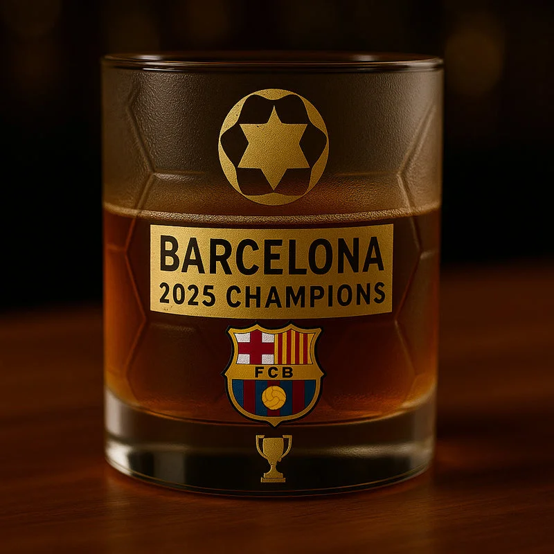 Barcelona Copa del Rey 2025 Champions Soccer Glass