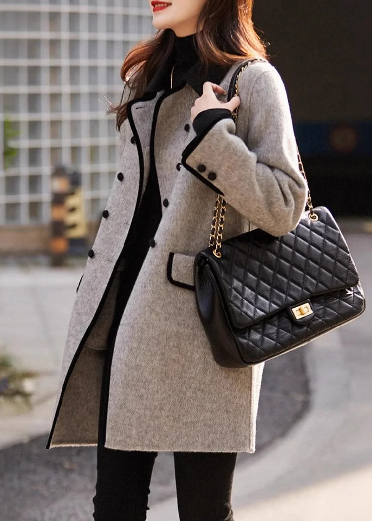 French chocolate Plus Size coats women Inspiration hooded patchwork coats