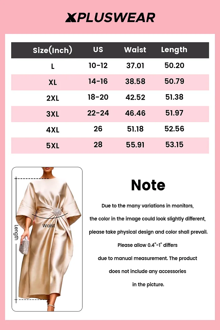 Plus Size Wedding Guest Champagne Elegant Round Neck Flare 3/4 Sleeve Satin Midi Dresses