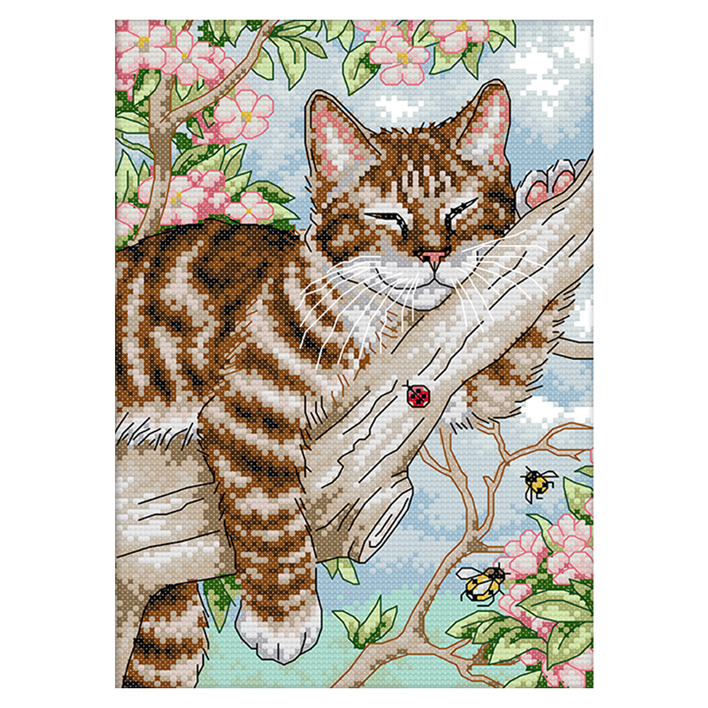 

Cat - 11CT Stamped Cross Stitch - 27*39CM, 501 Original