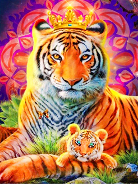 Flower Tiger 40*50CM(Canvas) Full Round Drill Diamond Painting gbfke