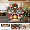 DIY Red Wreath Stocking-Wooden Diamond Painting Ornaments