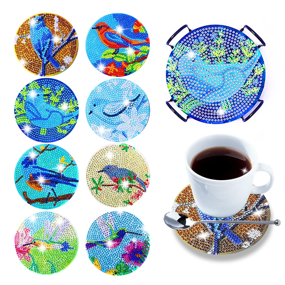 DIY Wooden Birds Coasters Diamond Painting Kits for Beginners, Adults & Kids Art Craft Supplies