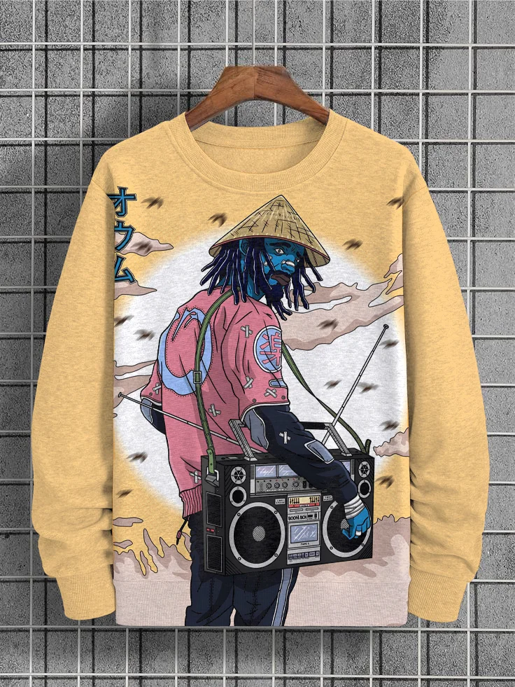 Men's Hip-Hop Singer Oluse Print Casual Sweatshirt