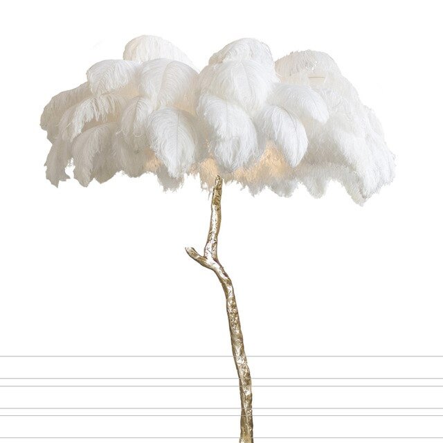 Modern Ostrich Feather Resin LED Floor Lamp Luxury Indoor Lighting Free Standing Lamps Living Room Home Deco Standing Lamp