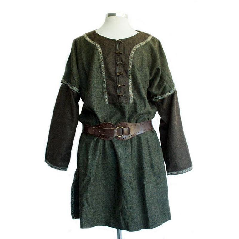 Early Medieval Scandinavian Birka Wool Tunic With Woven Trim For Viking Man Costume