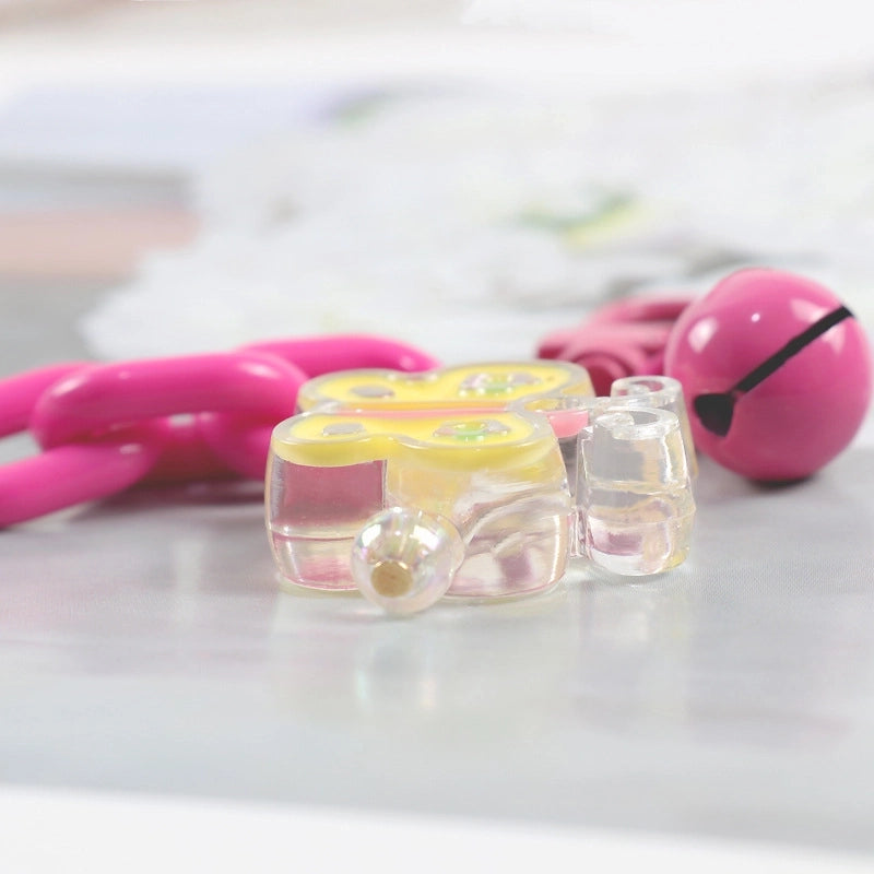 Cute Flower Butterfly Arylic Metal Unisex Bag Pendant Keychain