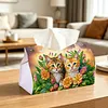 Twin Kittens Bloom DIY PULeather Diamond Painting Tissue Box for Adults Beginners Large Size Diamond Art Paper Storage Holder for Living Room Bathroom Table Decor