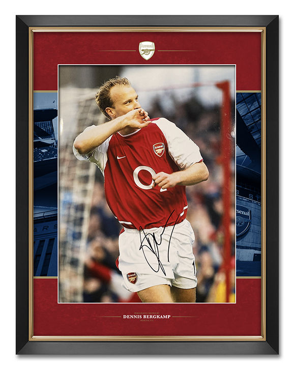 Dennis Bergkamp SIGNED Framed 16X12 Photo Poster painting Arsenal FC Genuine Signature AFTAL COA