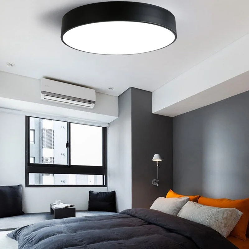 Modern Iron Round Black White LED Ceiling Lights for Living Room Bedroom Indoor Ceiling Lamps