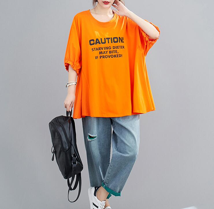 Summer Women Big Size Bat Sleeve O-neck Leisure T-shirts