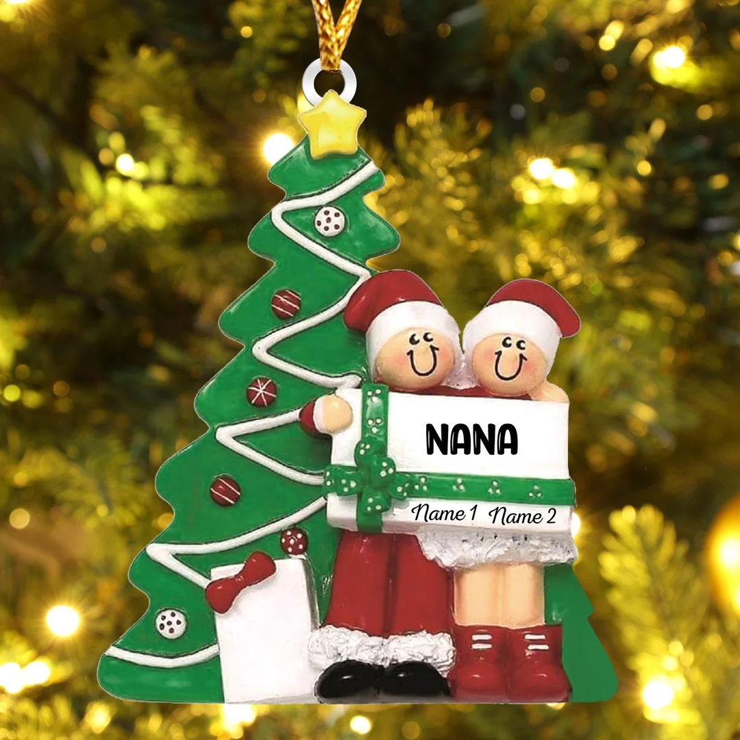 Christmas Ornament Doll and Christmas Tree Personalized Name and Text