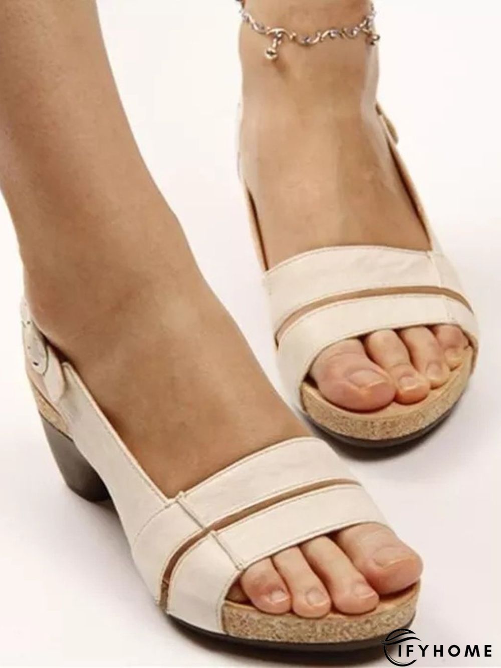 Solid Color Vintage Casual Chunky Heel Sandals | IFYHOME