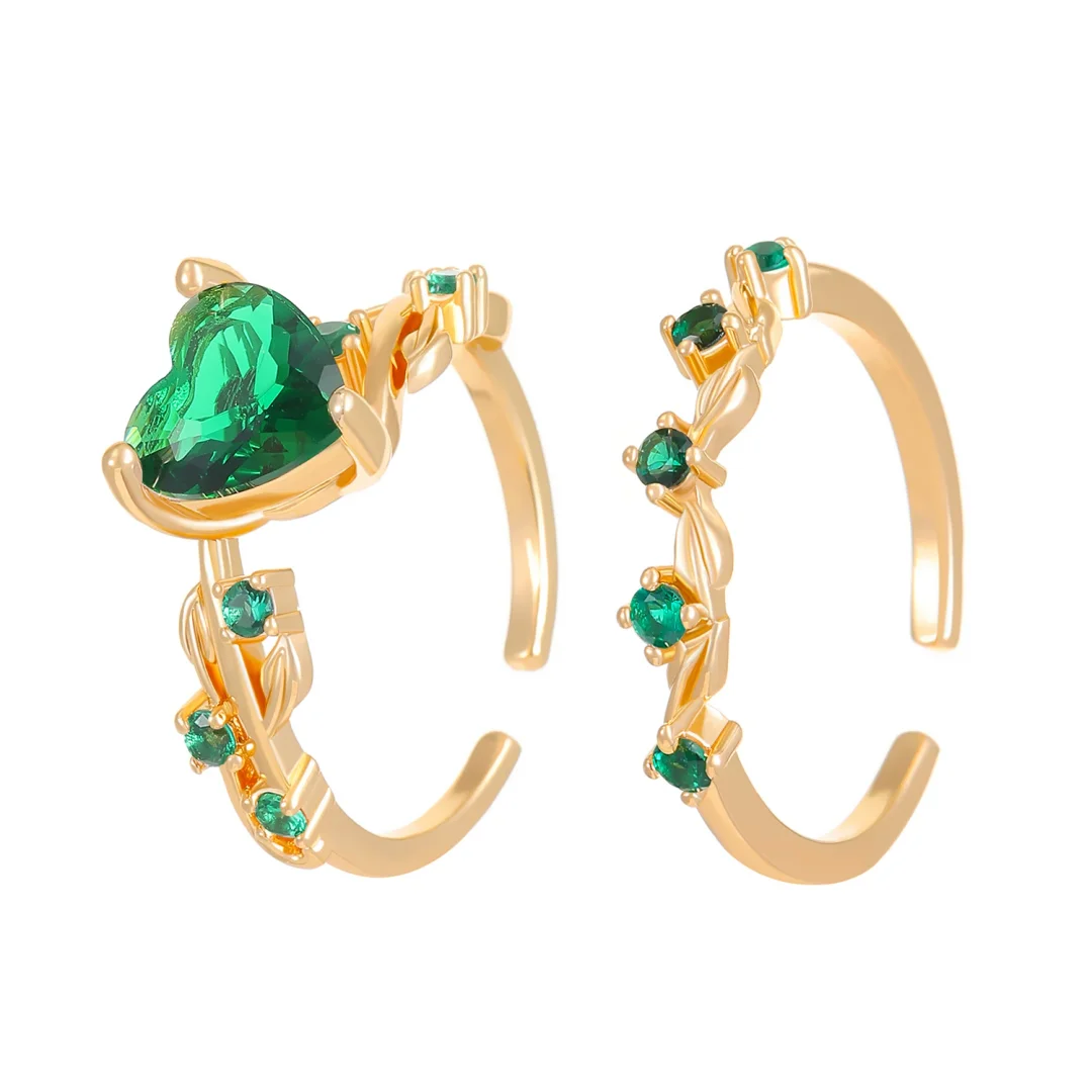 Copper and zirconia heart set ring