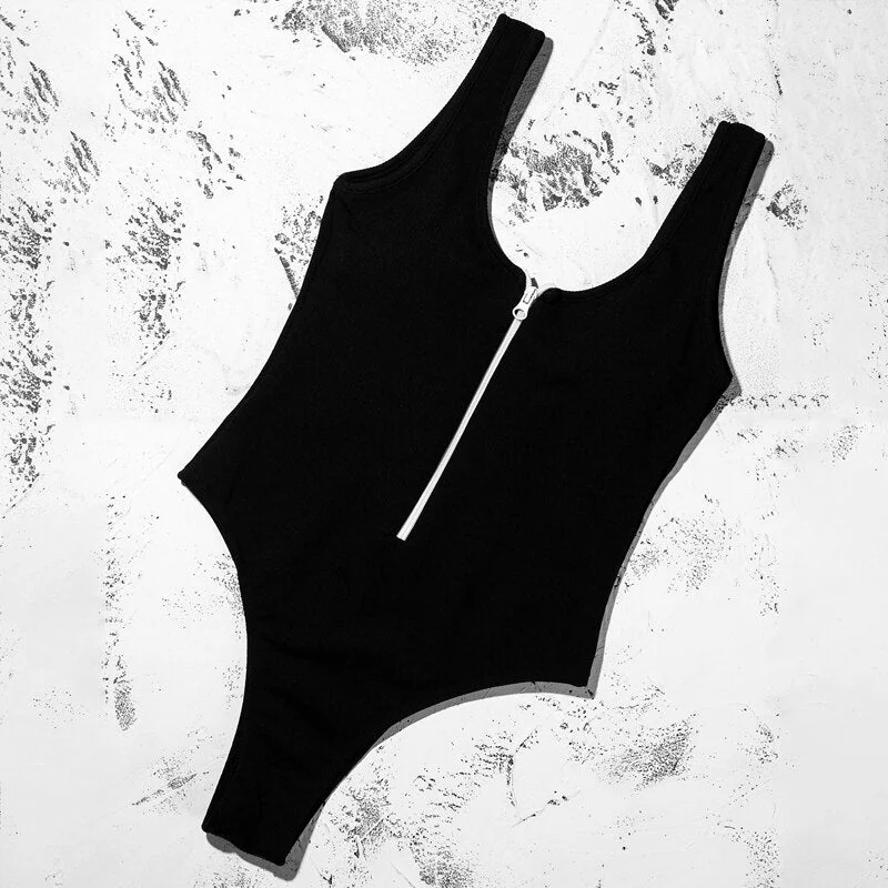 ZTVitality White Swimwear Women 2020 New Arrival Padded Zipper Patchwork Sexy One Piece Swimsuit Female Bathing Suit Monokini