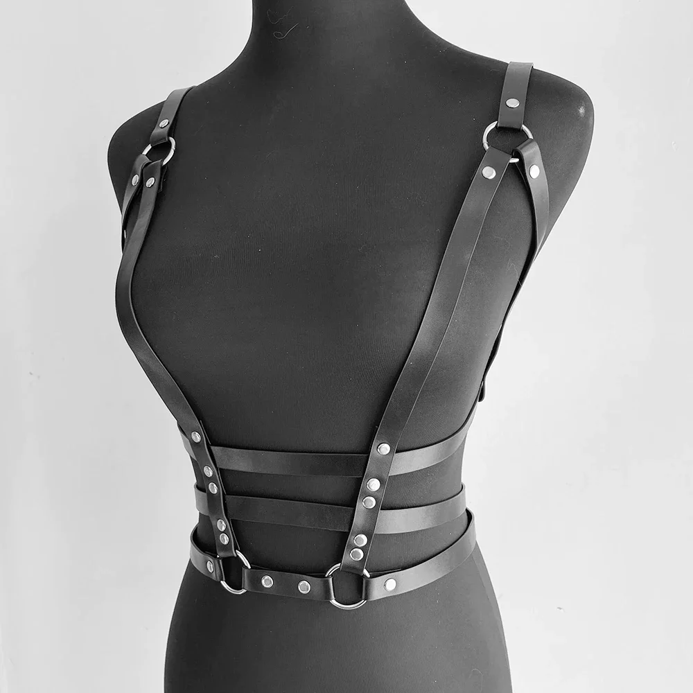 Uaang Women Harness Bra Suspender Leather Body Sexy Belt Bondage Gothic Garter Belt Bdsm Erotic 