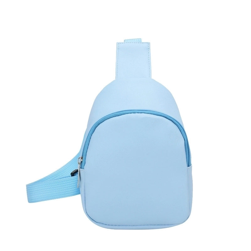 Kid’s Pu Leather Solid Color Streetwear Bucket Zipper Fanny Pack