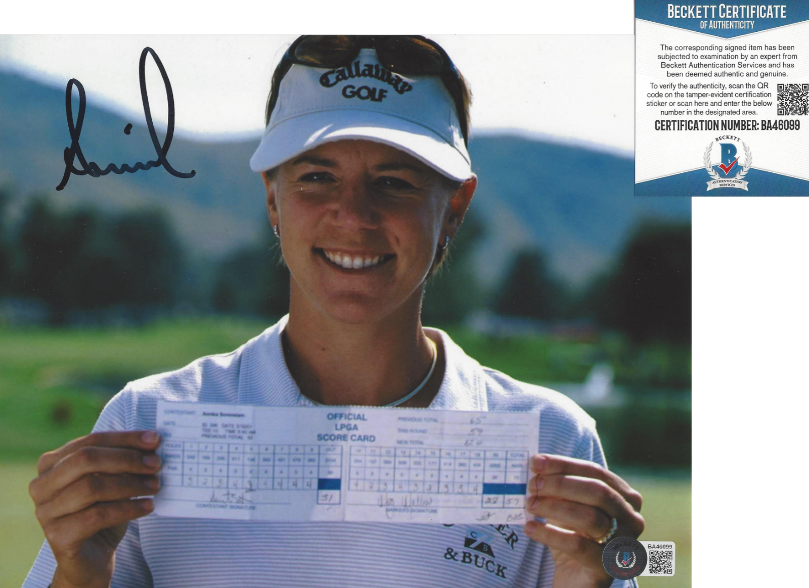 ANNIKA SORENSTAM LPGA GOLF LEGEND SIGNED AUTHENTIC 8x10 Photo Poster painting BECKETT COA BAS