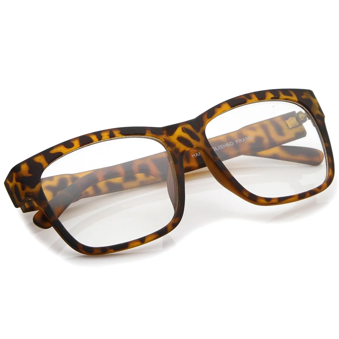 Casual Bold Square Clear Lens Horn Rimmed Eyeglasses 53mm