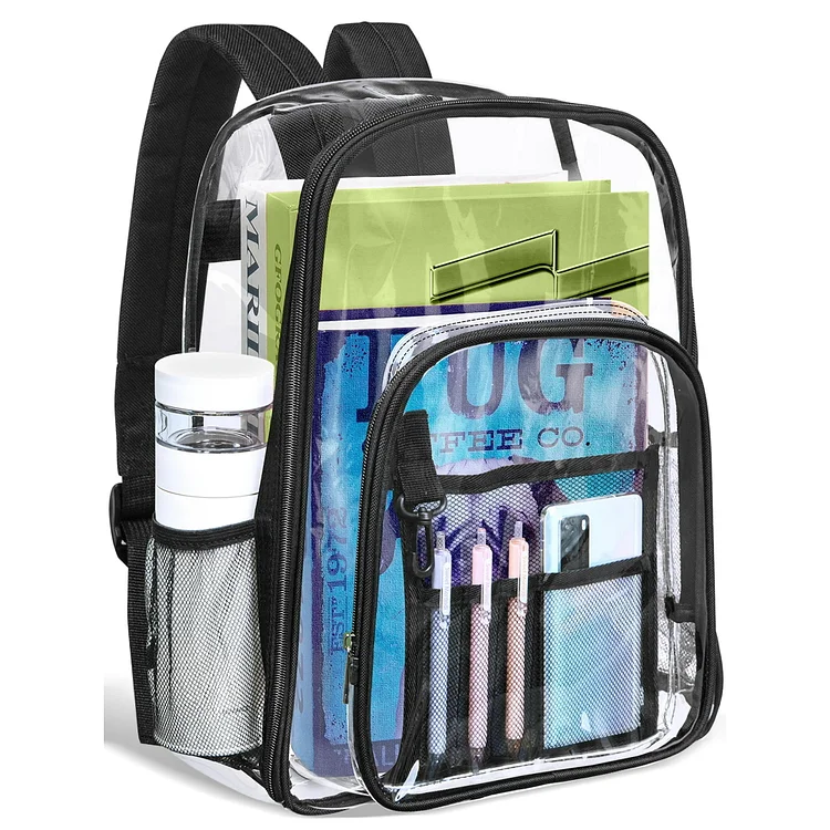Clear Backpack Heavy Duty Stadium Approved PVC Transparent Backpacks for Kids Adults Clear School Bookbag with Reinforced Strap for School, Travel