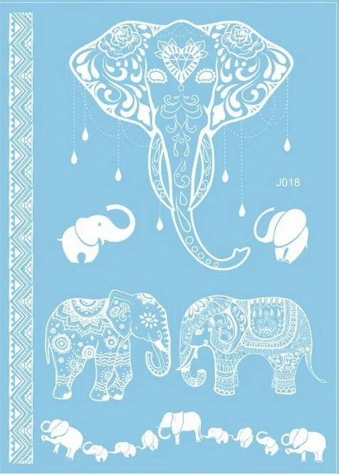 1sheet White Lace Henna Flash Tattoo Butterfly Feather Fake Temporary Tatoo Sticker Summer Style Body Art Beauty Jewelry J017