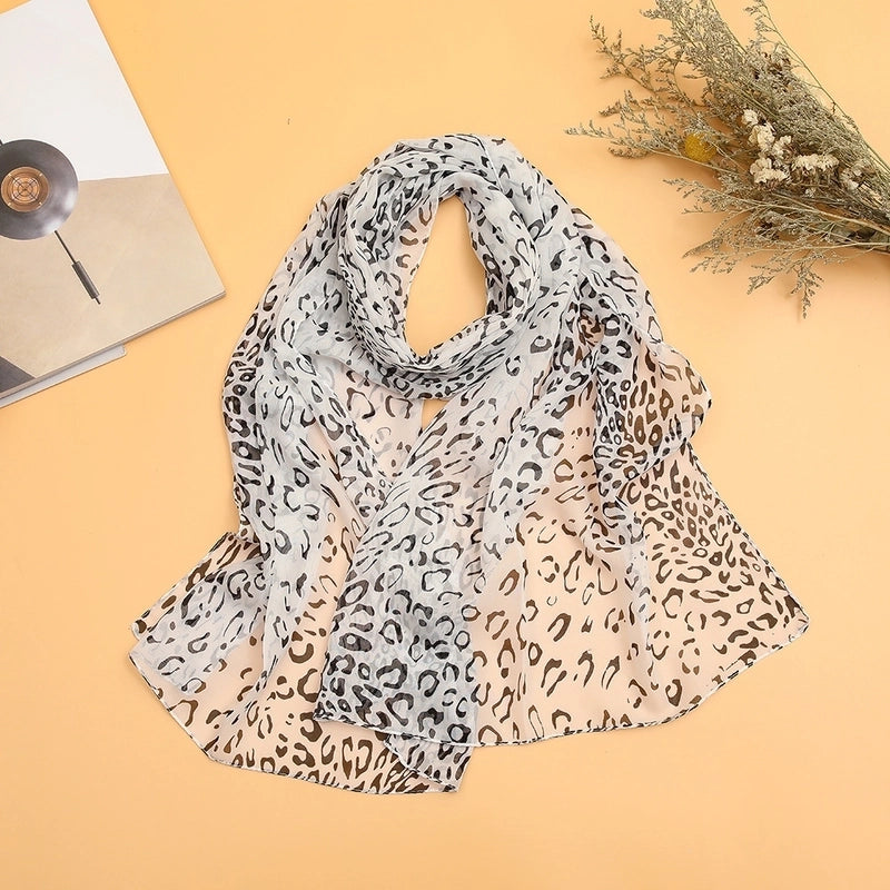 Sand Scarf Summer Small Scarf Dual-use Korean Style Small Scarf Classic Leopard Chiffon Scarf Women Thin Shawl