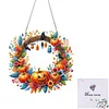 (US Local)Acrylic Pumpkin Wreath   DIY Hanging Diamond Art Kits Wall Door Decoration