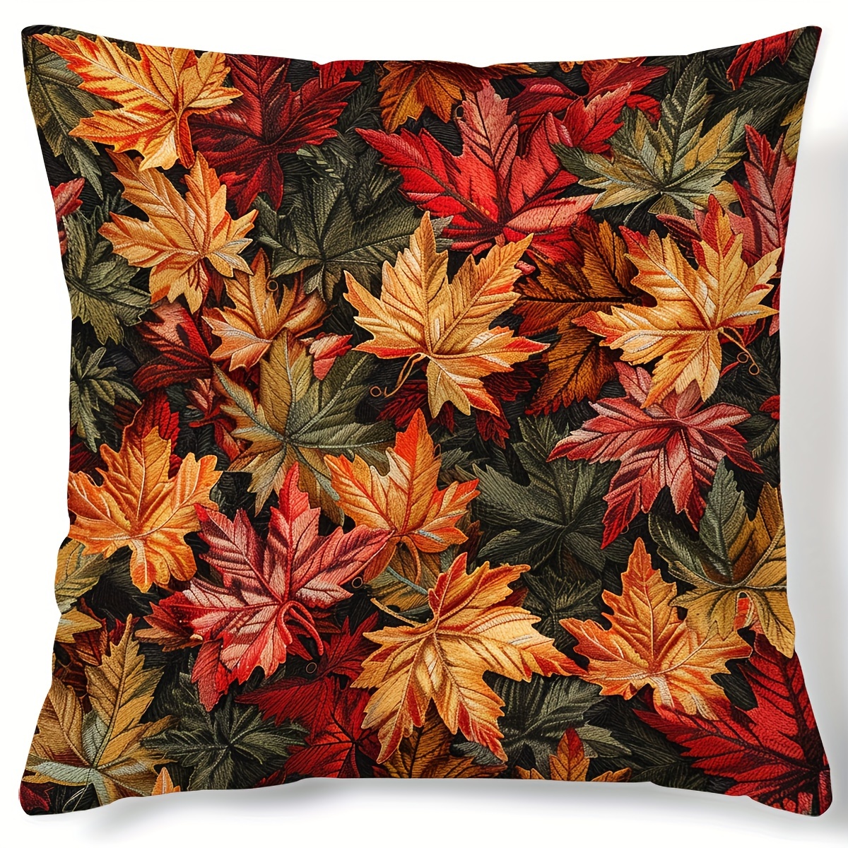 Autumn Maple Leaf Pattern Decorative Throw Pillow Cover, 1pc 17.7\