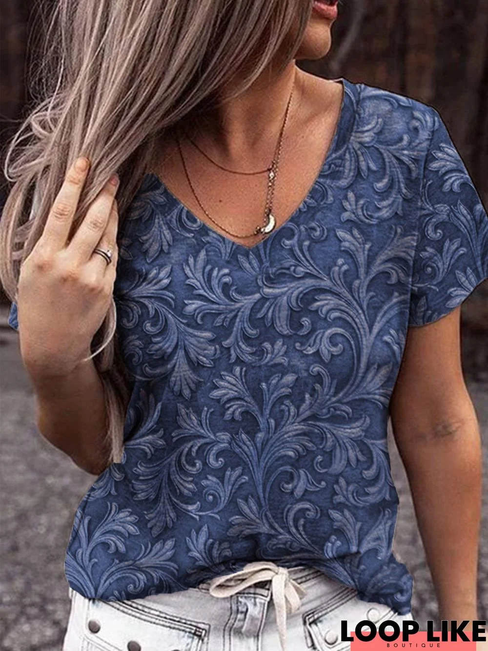 Casual Plants V Neck T-shirt