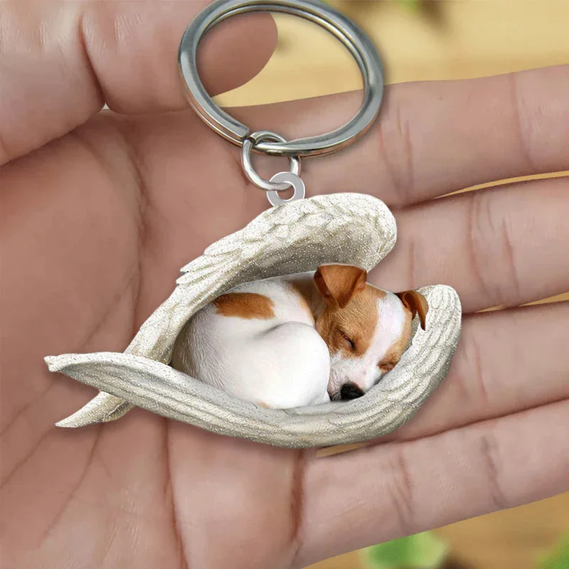 VigorDaily Sleeping Angel Acrylic Keychain Jack Russell Terrier