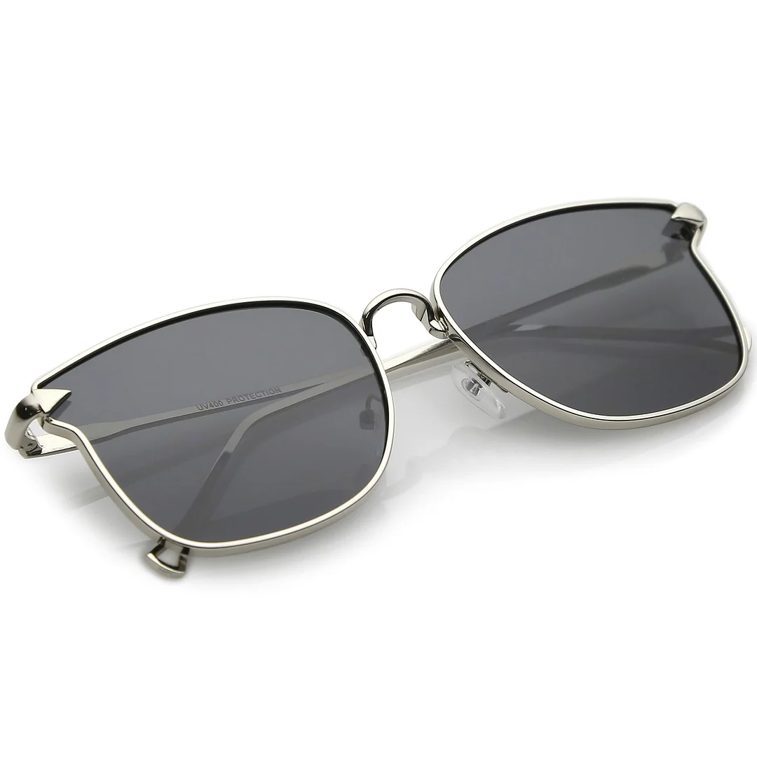 Modern Metal Square glasses With Flat Lenses And Slim Hook Arms 55mm