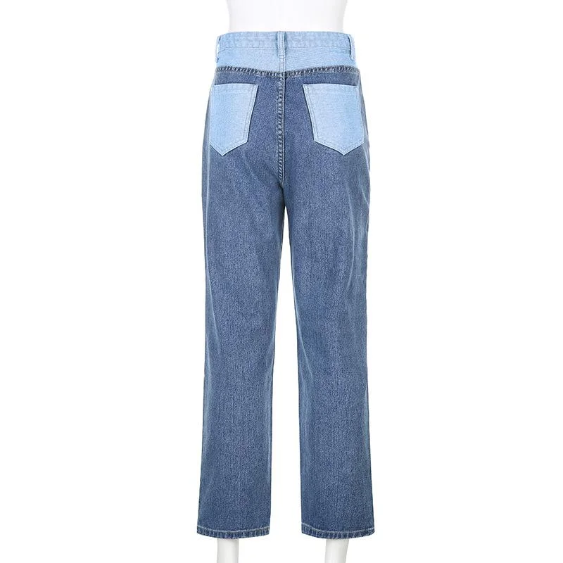 PATCHWORK HIGH WAIST JEANS