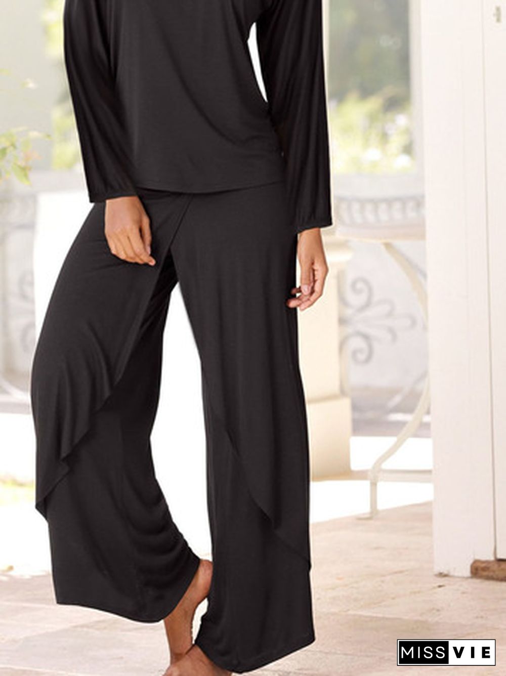 Casual Plain Loose Plus Size Two Piece Sets